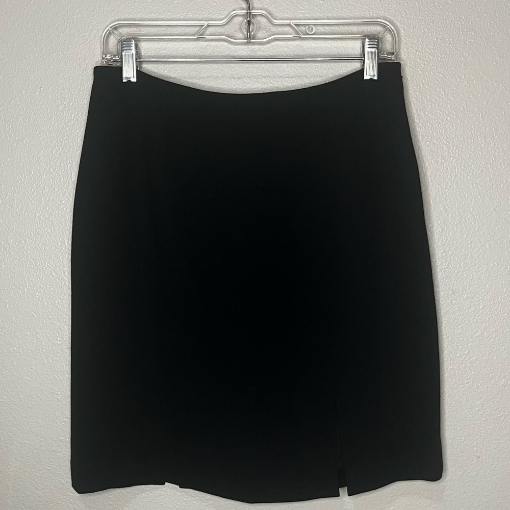 Banana Republic Skirt Women 12 Black Knee Length Lined Slit Side Zip Career‎ NWT